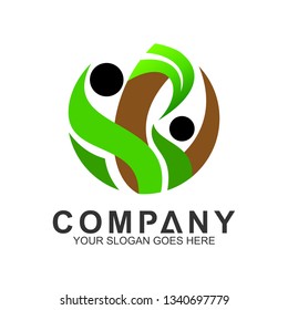 
Happy family logo and care. Healthy family icon. Vector parents with children. Adoption and charity logo.