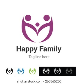 happy family Logo | Group Logo | Creative community logo | social network logo vector design template