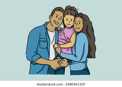 Happy family. A married couple is holding a child.