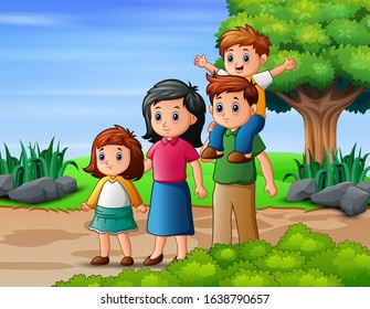 Happy family member vacation in the park