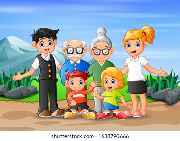 Happy family member vacation in the park