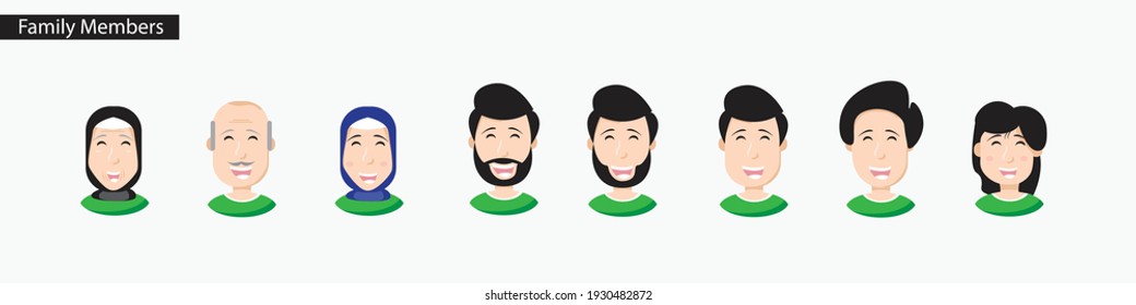 Happy Family Members - Father,Mother,daughter,son, grandfather,grandmother 