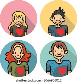 Happy family members feel and show their hearts