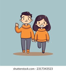 happy family 
minimalist illustration style