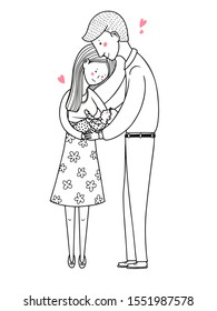 Happy family. Mom, dad and little baby. Vector illustration