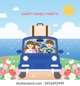 HAPPY FAMILY MONTH VECTOR ILLUSTRATION TEMPLATE