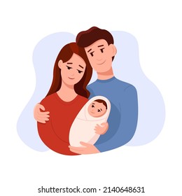 Happy Family Mother Father Holding Newborn Stock Vector (Royalty Free ...