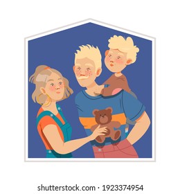 Happy Family with Mother, Father and Little Son Vector Illustration