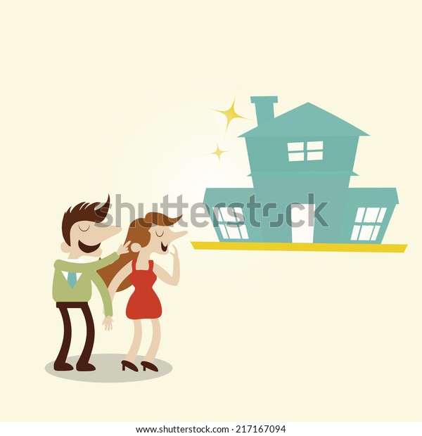 Happy Family New Housevintage Cartoon Business Stock Vector Royalty Free 217167094