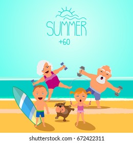 Happy family on the beach