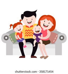 happy family , the family on the couch , vector graphics