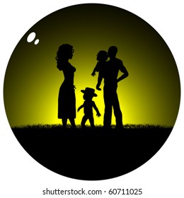 happy family on field