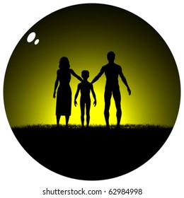 happy family on field
