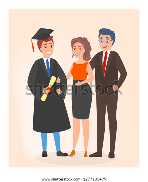 Happy Family On Graduation Day Father Stock Vector Royalty Free