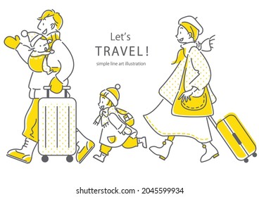 Happy Family On Travel In Winter