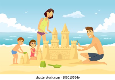 Family Beach Cartoon Images Stock Photos Vectors Shutterstock