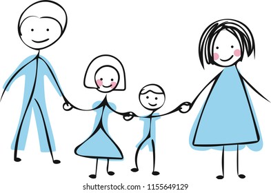 Happy Family On White Background Stock Vector (Royalty Free) 1155649129 ...