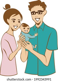 Happy family on white background.