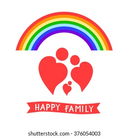 Happy family with one child . Vector illustration, icons. 
