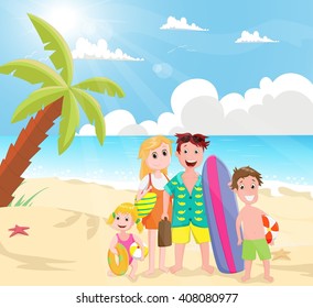 happy Family Outing at the Beach 