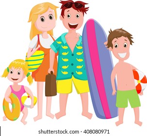 happy Family Outing at the Beach isolated on white