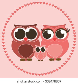 happy family of owls vector