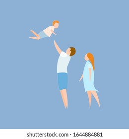 Happy family Paper cut style isolated on background vector illustration