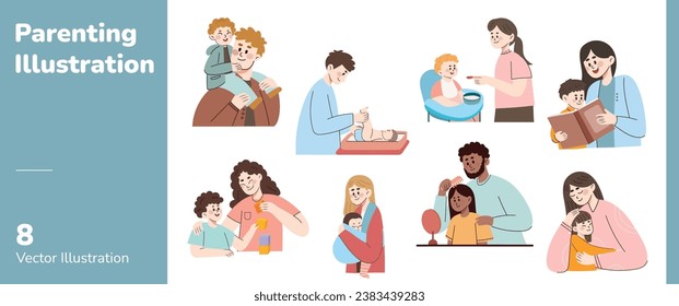 Happy Family Parenting Activity Illustration