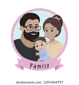 Happy family. Parents with baby daughter. vector illustration. Flat design. 