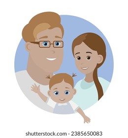 Happy family. Parents with daughter. vector illustration. Flat design. 