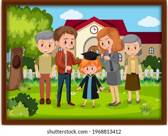 Happy family photo in a frame illustration