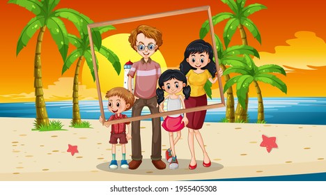 Happy family photo on vacation illustration