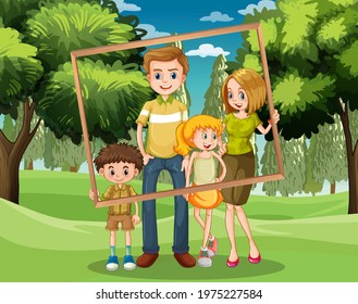 Happy family photo on vacation illustration