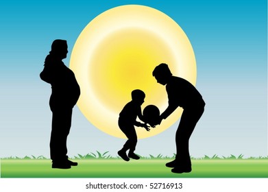 Happy family playing