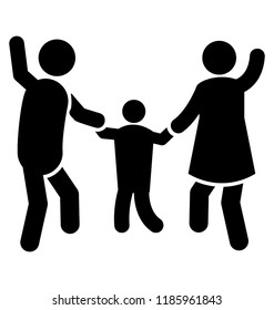 A happy family playing with their kid, family fun icon 
