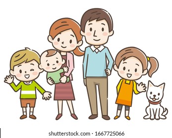 Happy family portrait. Happy family gesturing with cheerful smile.