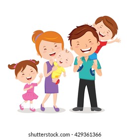 Happy family portrait. Happy family gesturing with cheerful smile.