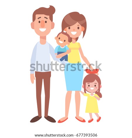 Happy Family Portrait Mom Dad Children Stock Vector (Royalty Free