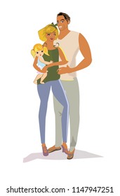 Happy family portrait with  mother and father and thier children. 