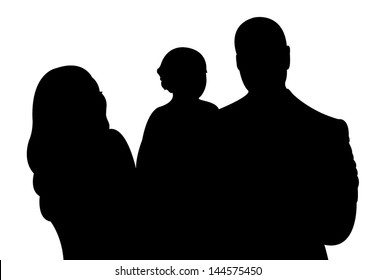 happy family portrait silhouette vector