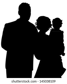 happy family portrait silhouette vector