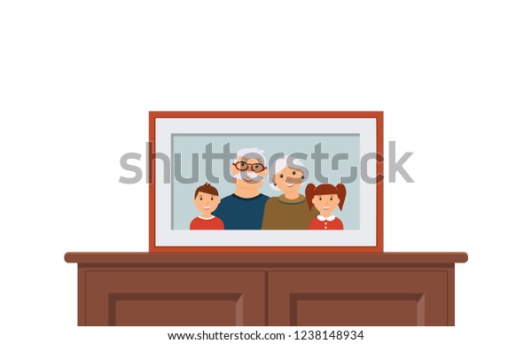 Happy Family Portrait Standing On Dresser Stock Vector Royalty