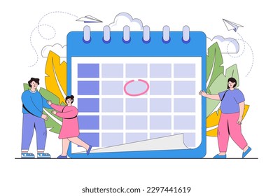 Happy family, pregnant woman, prosperous family concept with mother, father, daughter and baby awaiting replenishment. Outline design style minimal vector illustration for landing page, web banner.