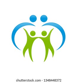 Happy Family Protection Swoosh People Symbol Design