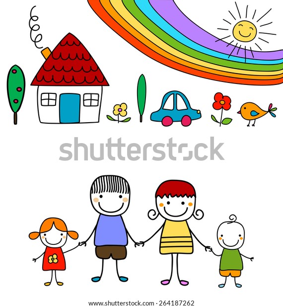 happy family and
rainbow