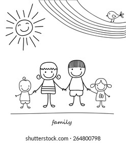 Happy Family Two Children Having Fun Stock Vector (Royalty Free ...