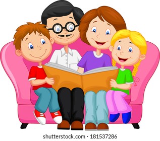 Happy Family Reading Book