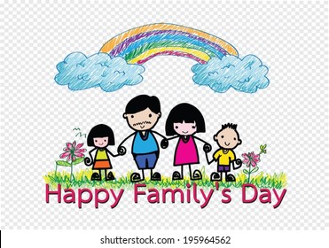 Happy family 's day  father, mother, son , girl idea design