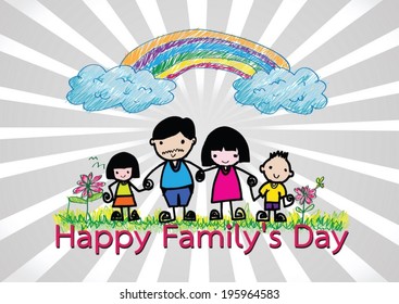 Happy family 's day  father, mother, son , girl idea design