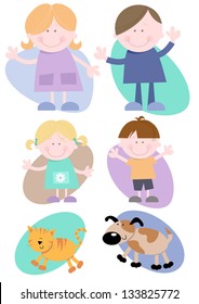 Happy Family Set Cheerful Family characters set of six